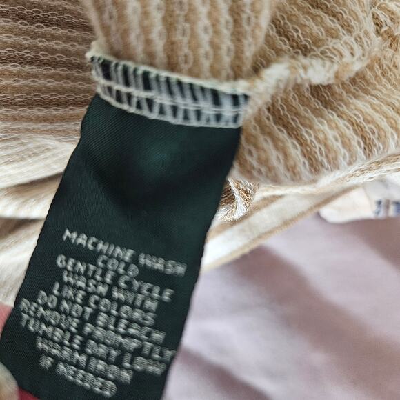 Lauren Ralph Lauren Jeans Co Sz Medium Brown White Striped Top - Picture 10 of 11